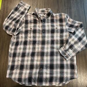 Carhartt Trumbull Plaid Flannel Shirt Mens XL Relaxed Fit 101747 Gray Red